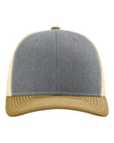 Richardson 112 — Snapback Trucker Cap — Heather Grey/ Birch/ Amber Gold front
