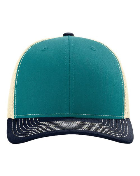 Richardson 112 — Snapback Trucker Cap — Blue Teal/ Birch/ Navy front