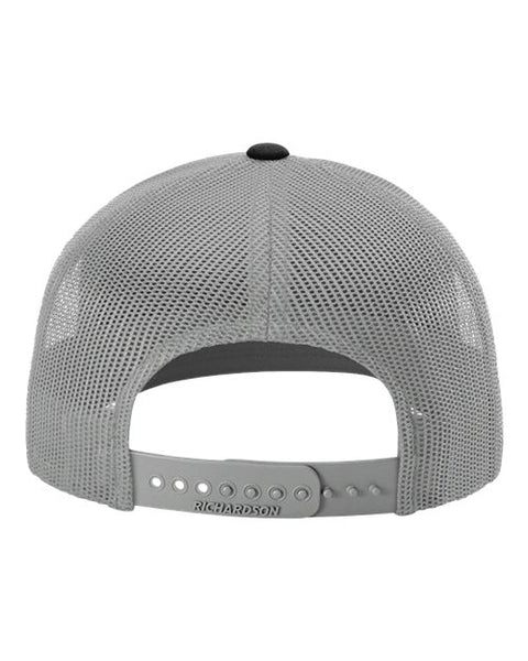Richardson 112 — Snapback Trucker Cap — White/ Aluminum/ Black back