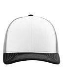 Richardson 112 — Snapback Trucker Cap — White/ Aluminum/ Black front
