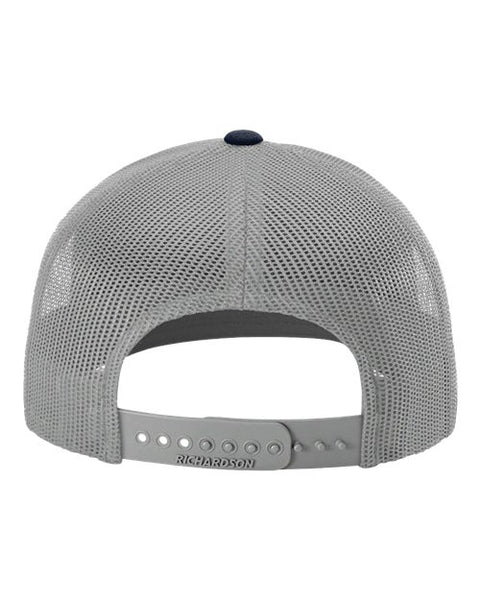 Richardson 112 — Snapback Trucker Cap — White/ Aluminum/ Navy back