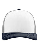 Richardson 112 — Snapback Trucker Cap — White/ Aluminum/ Navy front