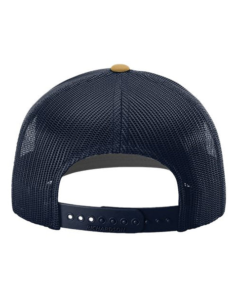 Richardson 112 — Snapback Trucker Cap — Cream/ Navy/ Amber Gold back