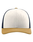 Richardson 112 — Snapback Trucker Cap — Cream/ Navy/ Amber Gold front