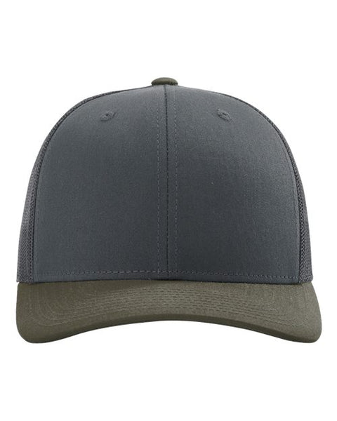 Richardson 112 — Snapback Trucker Cap — Gunmetal/ Chocolate Chip CMB front