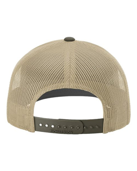 Richardson 112 — Snapback Trucker Cap — Khaki/ Chocolate Chip CMB back