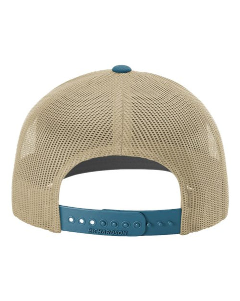 Richardson 112 — Snapback Trucker Cap — Khaki/ Legion Blue CMB back