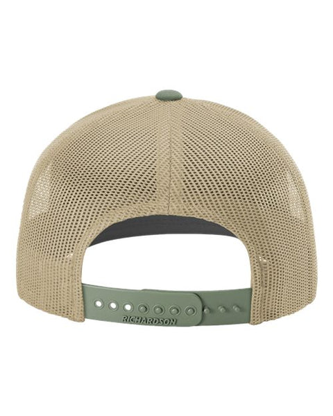 Richardson 112 — Snapback Trucker Cap — Khaki/ Loden Green CMB back