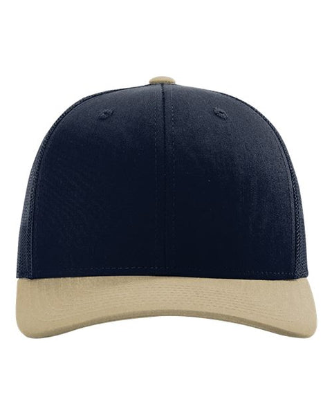 Richardson 112 — Snapback Trucker Cap — Navy/ Khaki CMB front