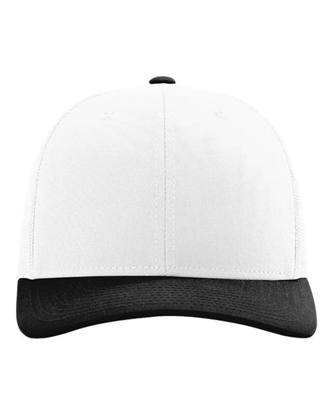 Richardson 112 — Snapback Trucker Cap — White/ Black CMB front