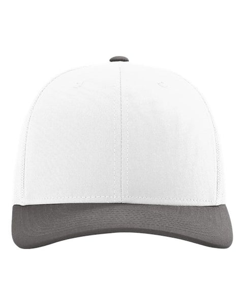 Richardson 112 — Snapback Trucker Cap — White/ Charcoal CMB front