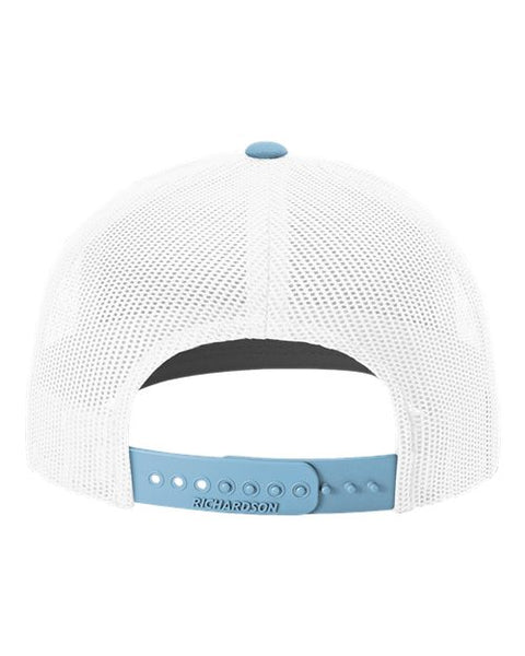 Richardson 112 — Snapback Trucker Cap — White/ Columbia Blue CMB back