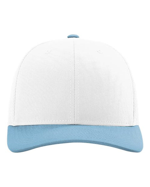 Richardson 112 — Snapback Trucker Cap — White/ Columbia Blue CMB front
