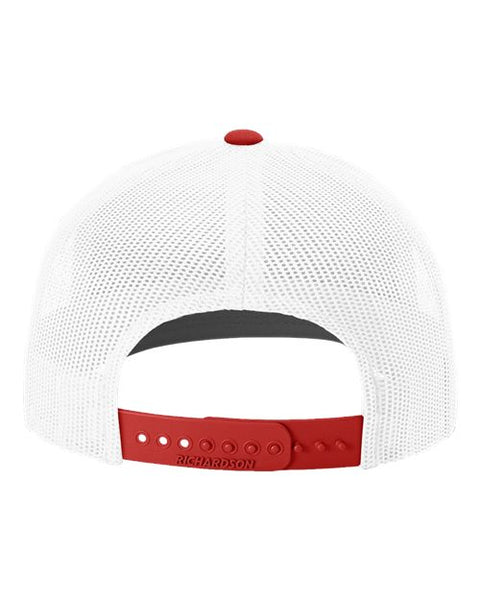 Richardson 112 — Snapback Trucker Cap — White/ Red CMB back