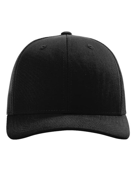Richardson 112 — Snapback Trucker Cap — Black front