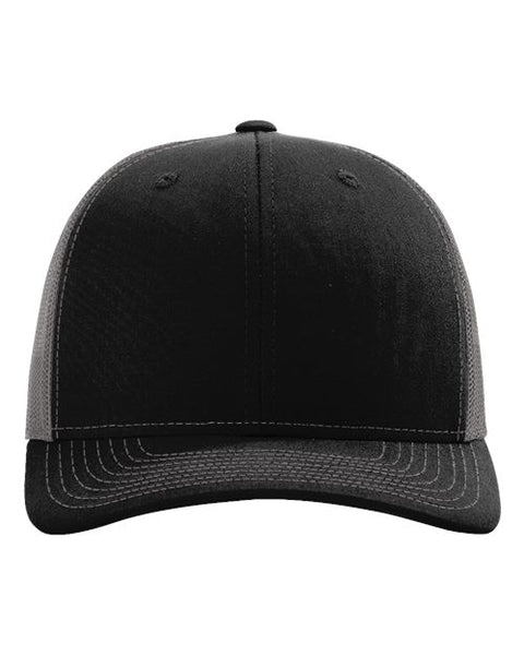 Richardson 112 — Snapback Trucker Cap — Black/ Charcoal front