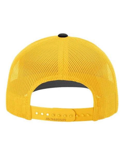 Richardson 112 — Snapback Trucker Cap — Black/ Gold back