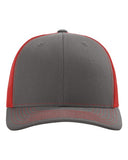 Richardson 112 — Snapback Trucker Cap — Charcoal/ Red front