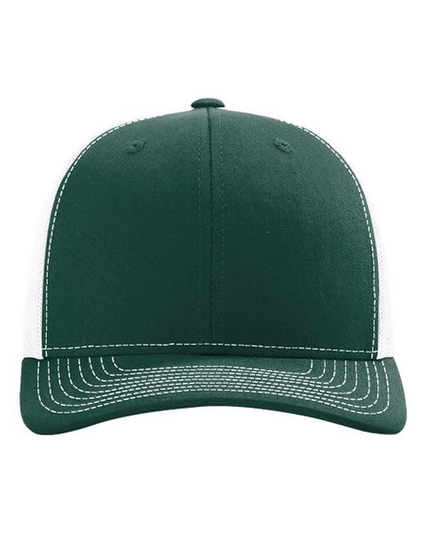 Richardson 112 — Snapback Trucker Cap — Dark Green/ White front