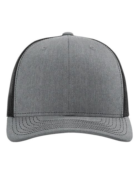 Richardson 112 — Snapback Trucker Cap — Heather Grey/ Black front