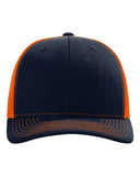 Richardson 112 — Snapback Trucker Cap — Navy/ Orange front