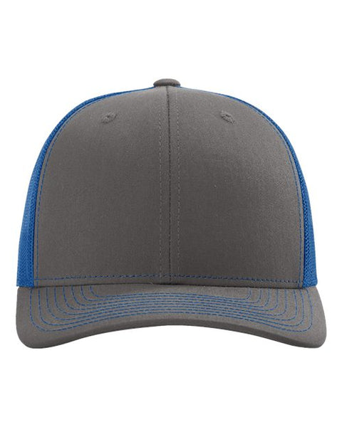 Richardson 112 — Snapback Trucker Cap — Charcoal/ Royal front
