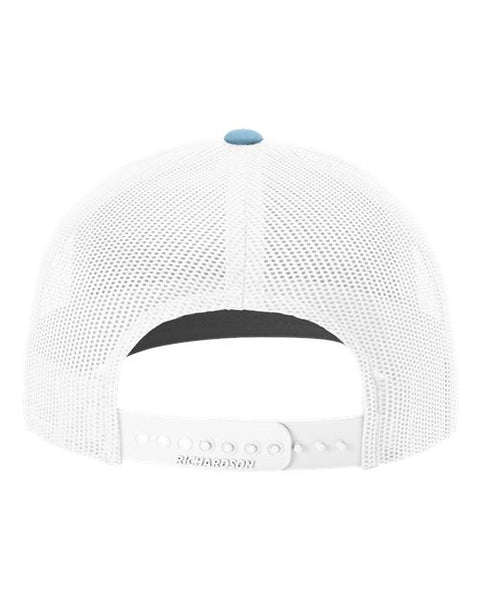 Richardson 112 — Snapback Trucker Cap — Columbia Blue/ White back