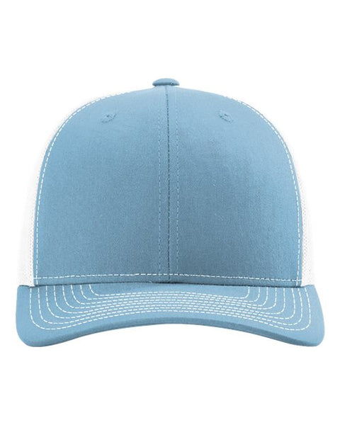 Richardson 112 — Snapback Trucker Cap — Columbia Blue/ White front