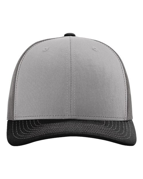 Richardson 112 — Snapback Trucker Cap — Grey/ Charcoal/ Black front