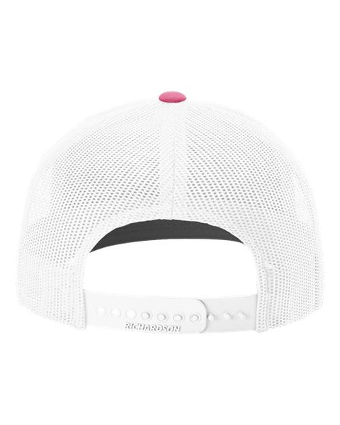 Richardson 112 — Snapback Trucker Cap — Hot Pink/ White back