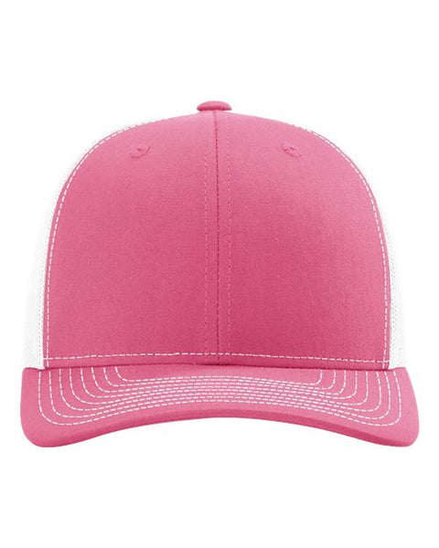 Richardson 112 — Snapback Trucker Cap — Hot Pink/ White front