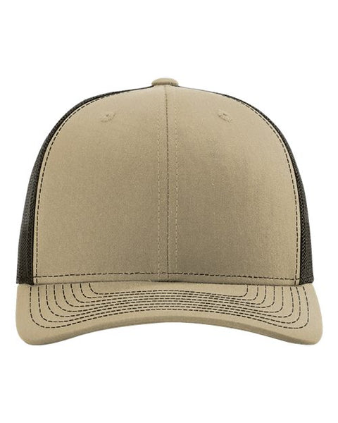 Richardson 112 — Snapback Trucker Cap — Khaki/ Coffee front