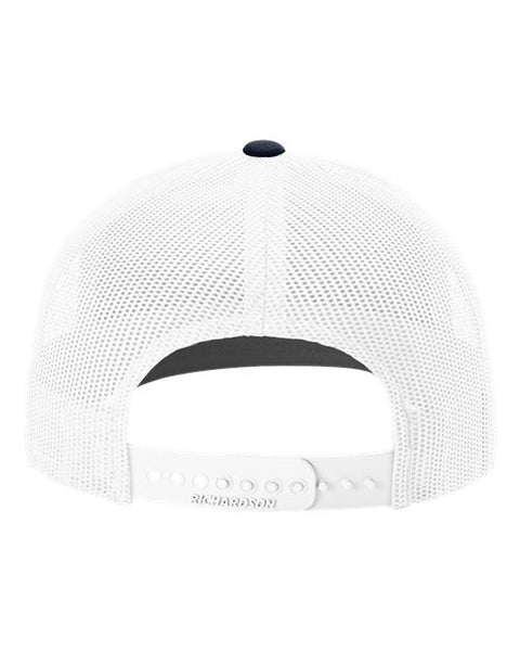 Richardson 112 — Snapback Trucker Cap — Red/ White/ Navy back