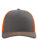 Richardson 112 — Snapback Trucker Cap — Charcoal/ Orange front