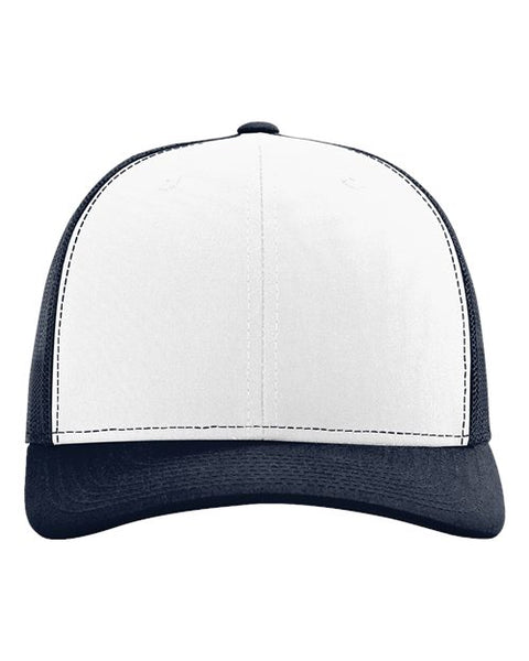 Richardson 112 — Snapback Trucker Cap — White/ Navy front