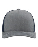 Richardson 112 — Snapback Trucker Cap — Heather Grey/ Navy front