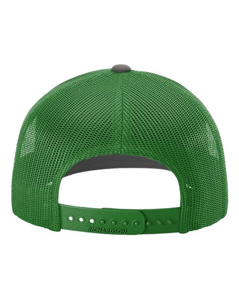Richardson 112 — Snapback Trucker Cap — Charcoal/ Kelly back