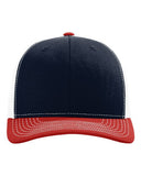 Richardson 112 — Snapback Trucker Cap — Navy/ White/ Red front