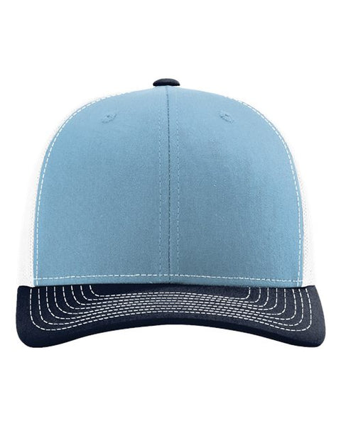 Richardson 112 — Snapback Trucker Cap — Columbia Blue/ White/ Navy front