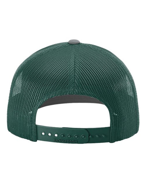 Richardson 112 — Snapback Trucker Cap — Heather Grey/ Dark Green back