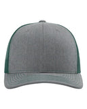 Richardson 112 — Snapback Trucker Cap — Heather Grey/ Dark Green front