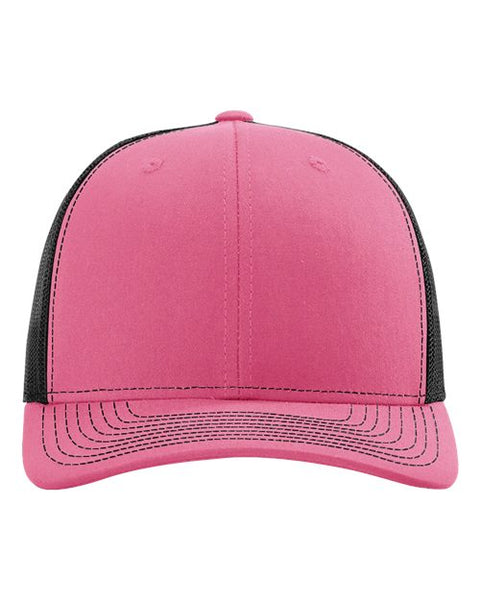 Richardson 112 — Snapback Trucker Cap — Hot Pink/ Black front