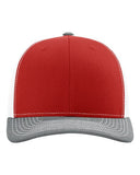 Richardson 112 — Snapback Trucker Cap — Red/ White/ Heather Grey front