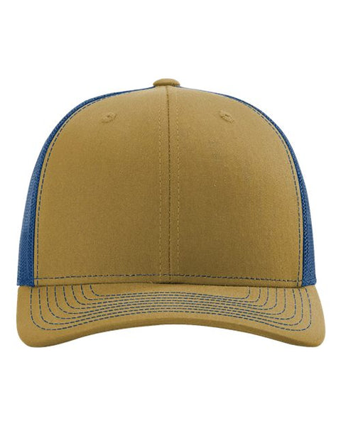 Richardson 112 — Snapback Trucker Cap — Biscuit/ True Blue front