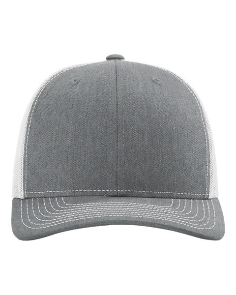 Richardson 112 — Snapback Trucker Cap — Heather Grey/ Light Grey front
