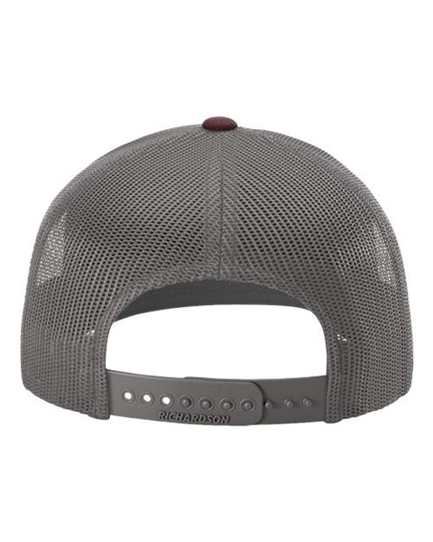 Richardson 112 — Snapback Trucker Cap — Heather Grey/ Charcoal/ Maroon back