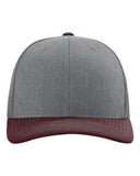 Richardson 112 — Snapback Trucker Cap — Heather Grey/ Charcoal/ Maroon front