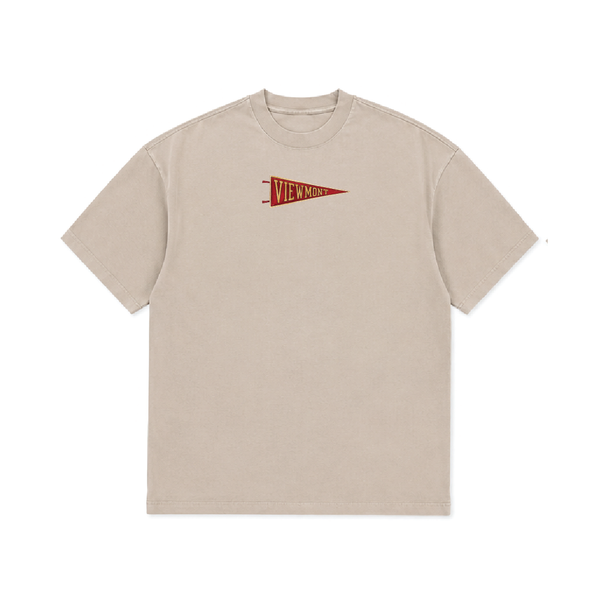Cream Pennant Tennis T-Shirt (Front and Back)